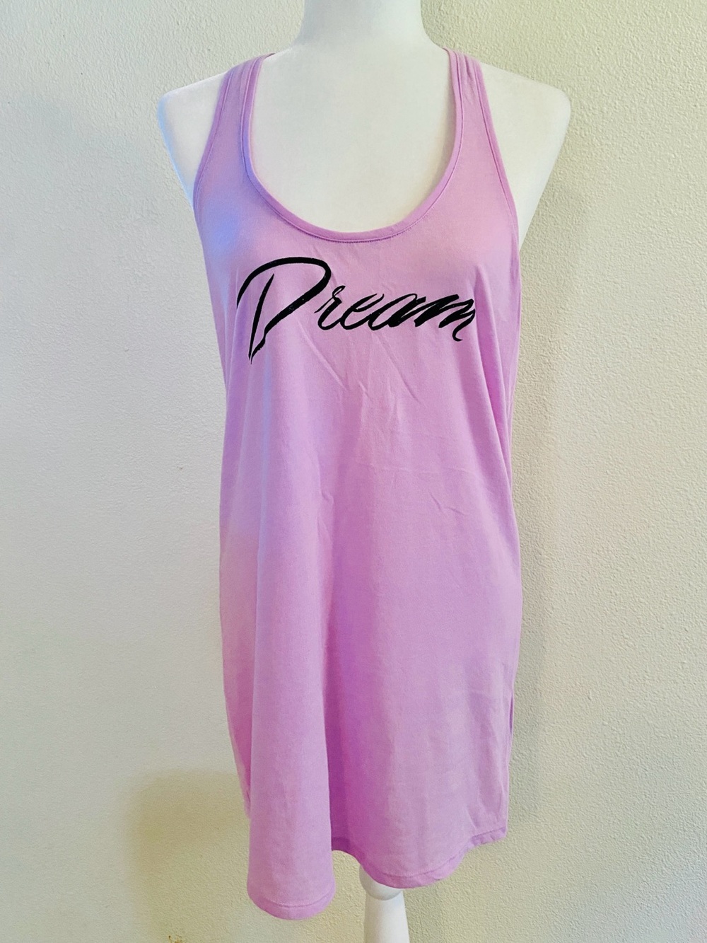 Victoria’s Secret Oversized Sleep Tee Tank Dress Lilac Purple Black Glitter